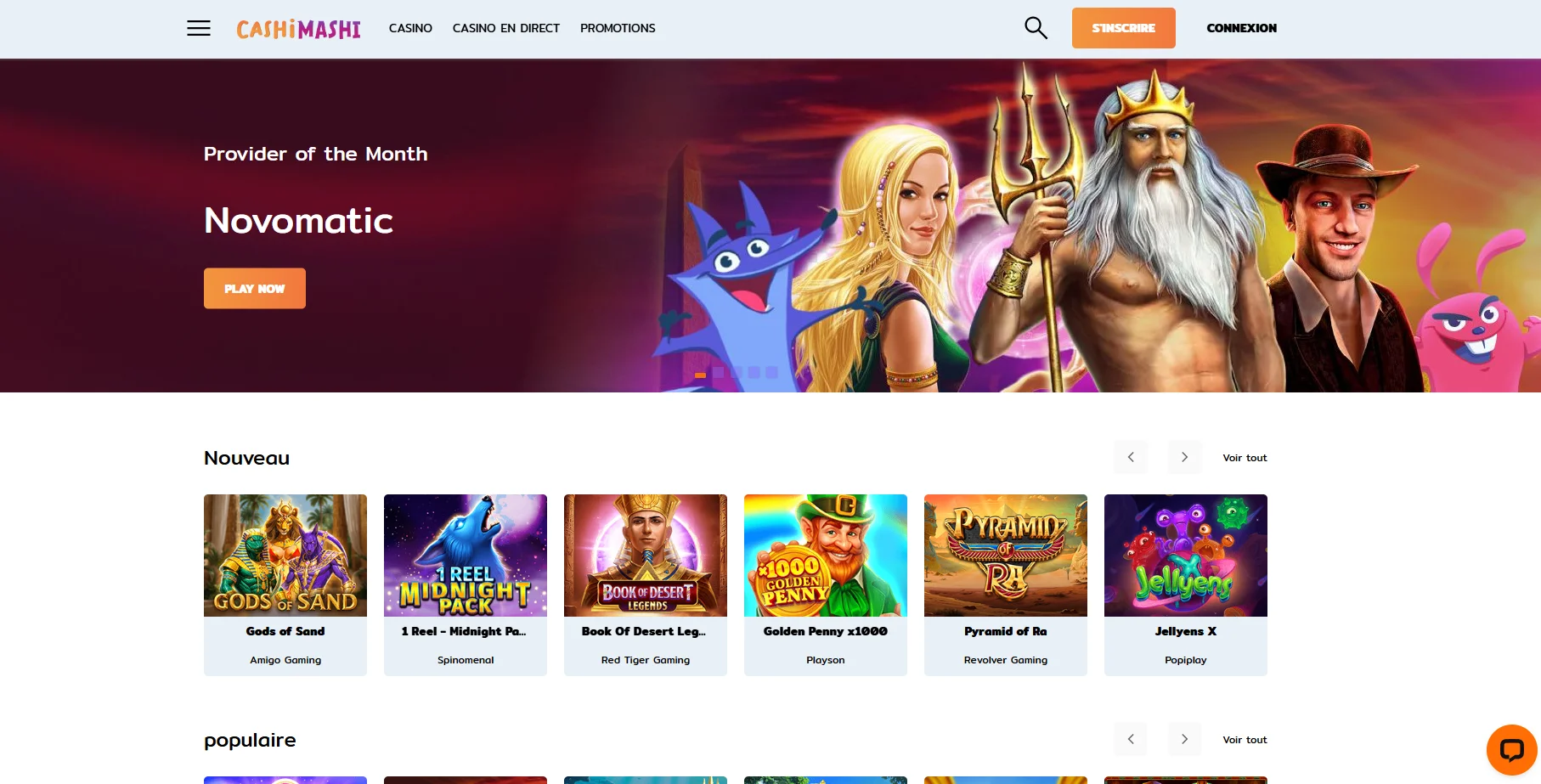 Aperçu des jeux et tables chez CashiMashi Casino